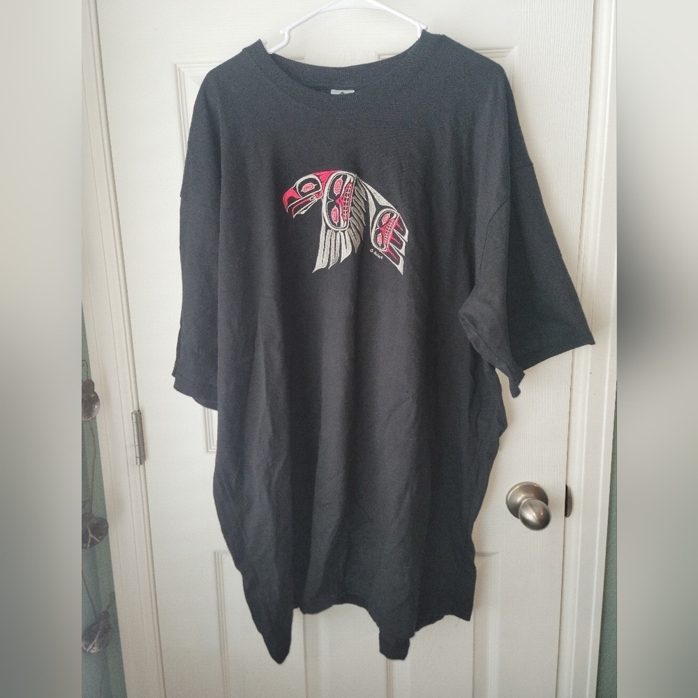 Aztec Embroidered Bird Short Sleeve Crew Neck T-shirt SZ 3XL On King Fashion Tag